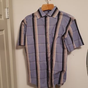 Ben Sherman Mens Blue and Brown Plaid Shirt